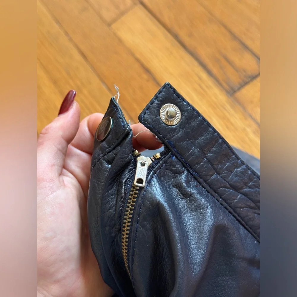 70s-80s Vintage Navy Blue Pierre Cardin Leather Skirt - Picture 7 of 11